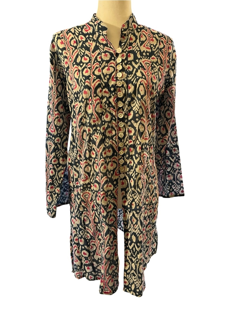 Traditional Indian Block-Print Tunic Top Size Medium